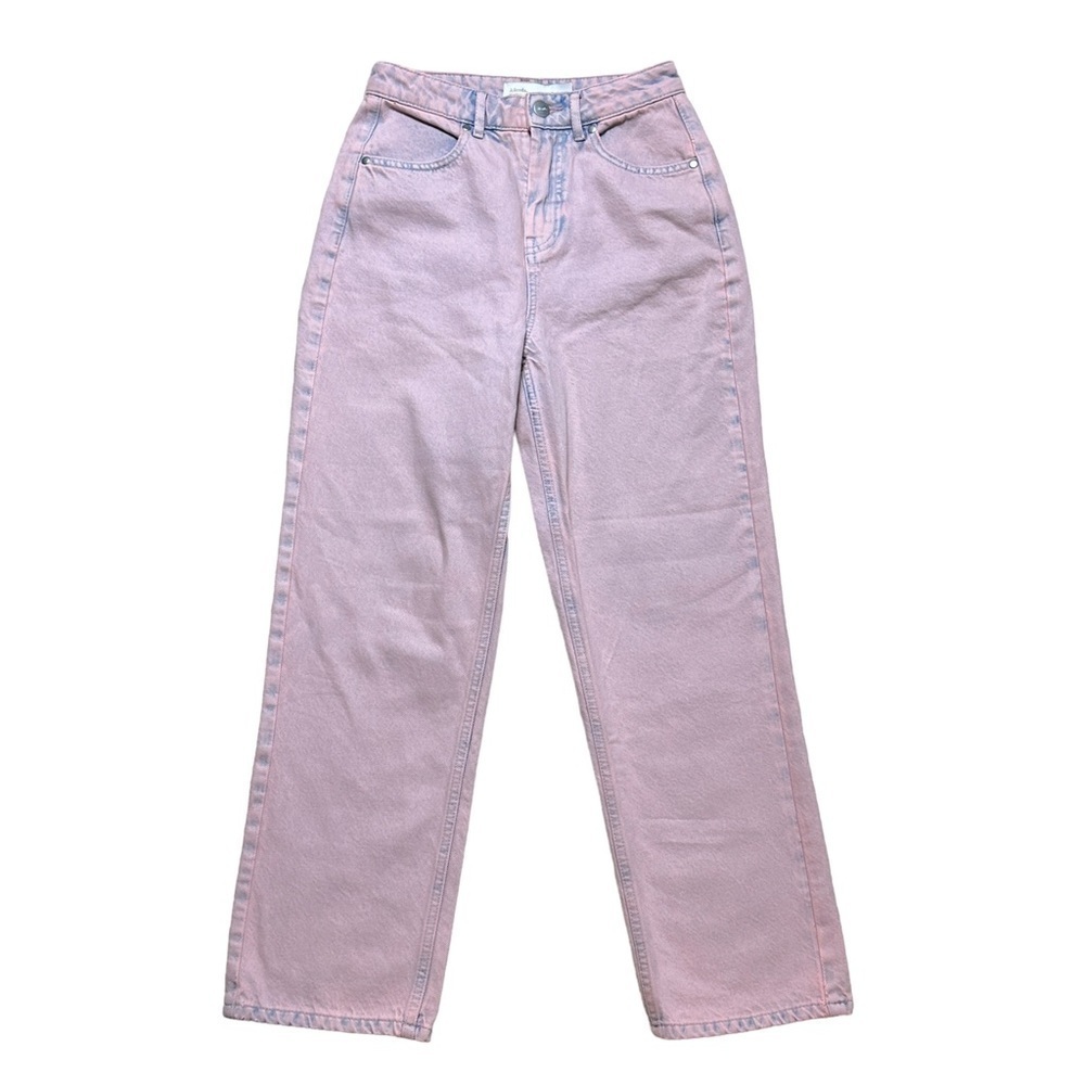 Afends Pink Wash High Rise Denim Straight Leg Jeans US 2